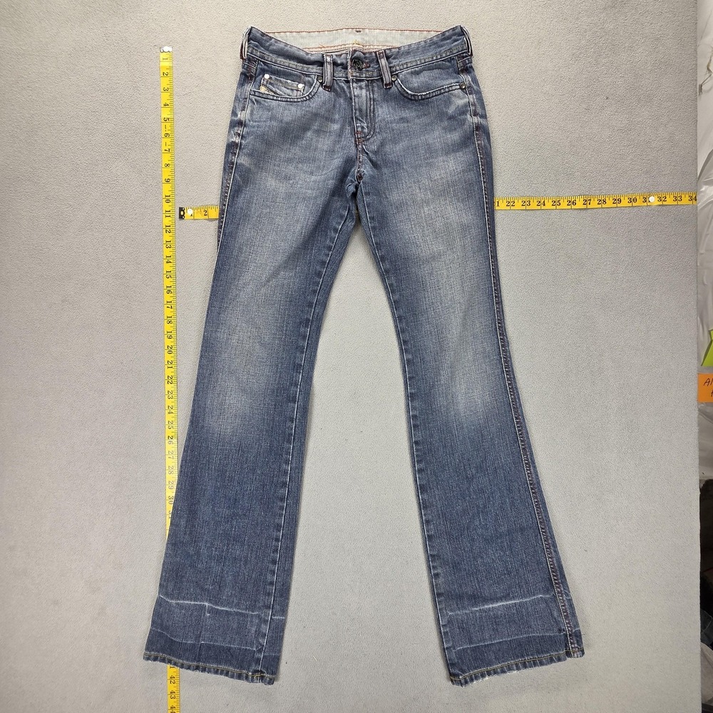 Diesel Jeans Womens 26x34 Blue Medium Wash Slim Bootcut Embroidered Italy - Picture 1 of 16